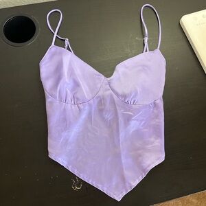 Lilac Satin Pointed-Hem Cami Top